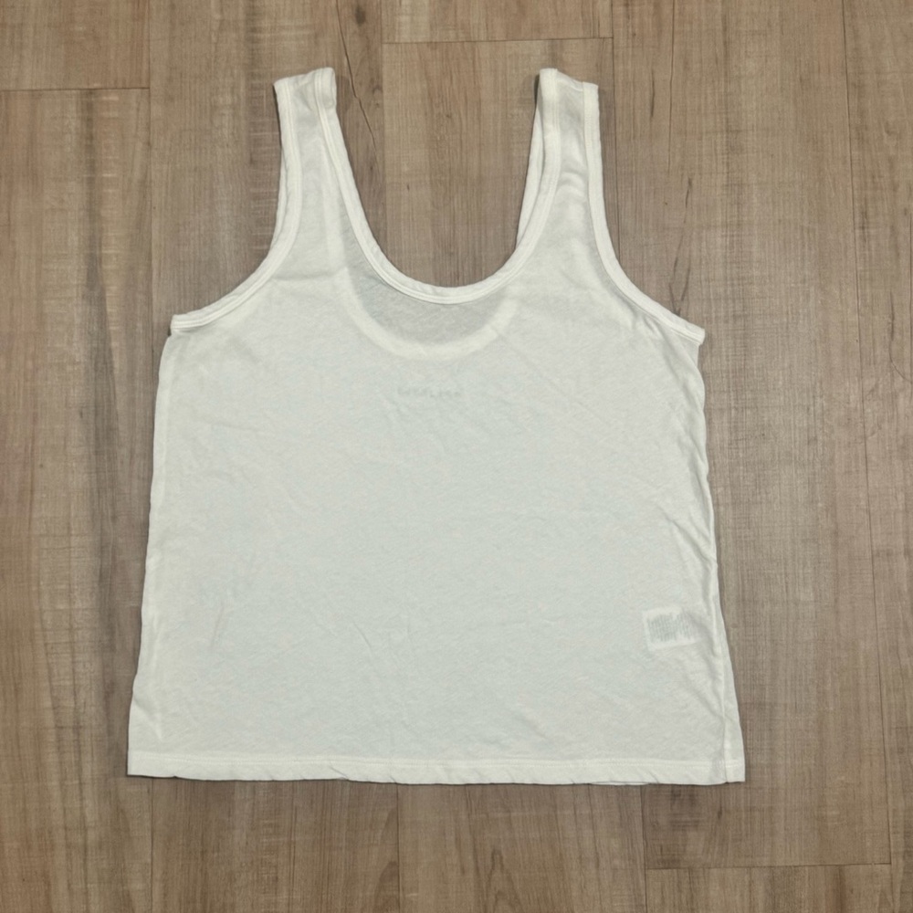 Everlane White Scoop Neck Cotton Minimalist Tank Size S